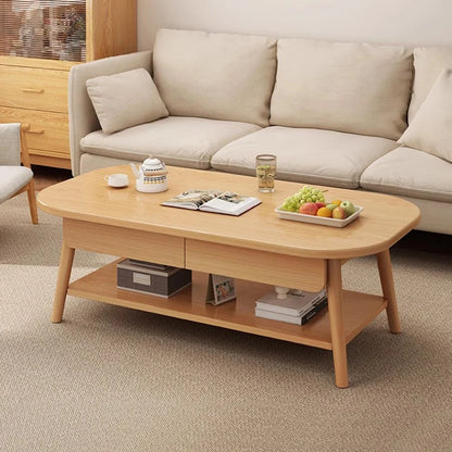 Table basse bois design à doubles plateaux -