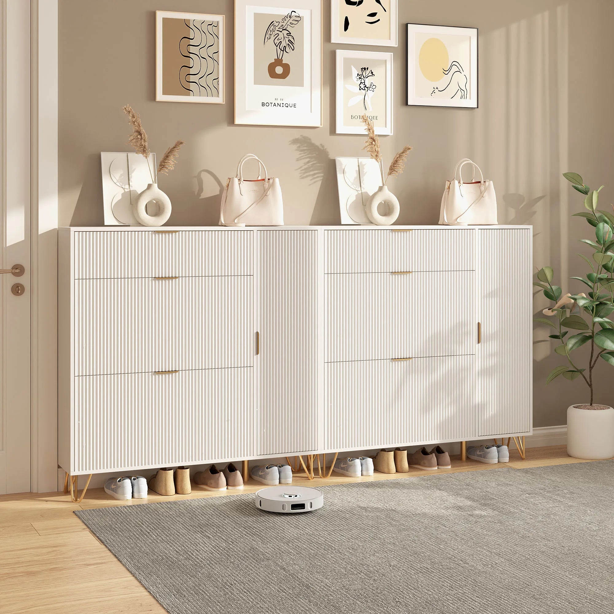 Meuble à chaussure moderne en bois blanc -