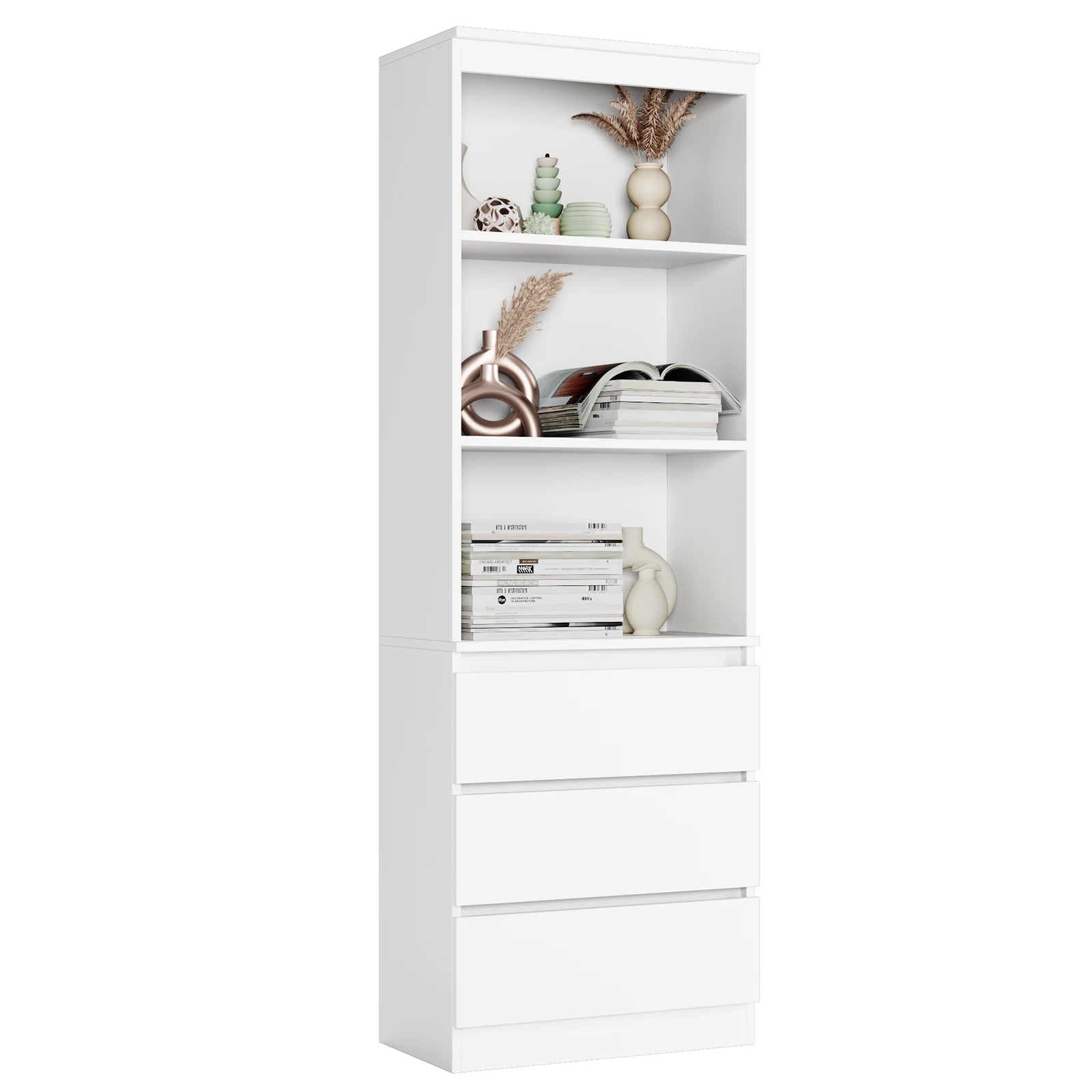 Étagère blanche bois moderne 60x35x180cm -