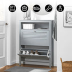 Meuble à chaussure grise et blanche de dimensions - 80x108x25cm -