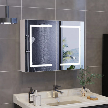Meuble salle de bain miroir et interrupteur tactile moderne - GERMANY Double Door