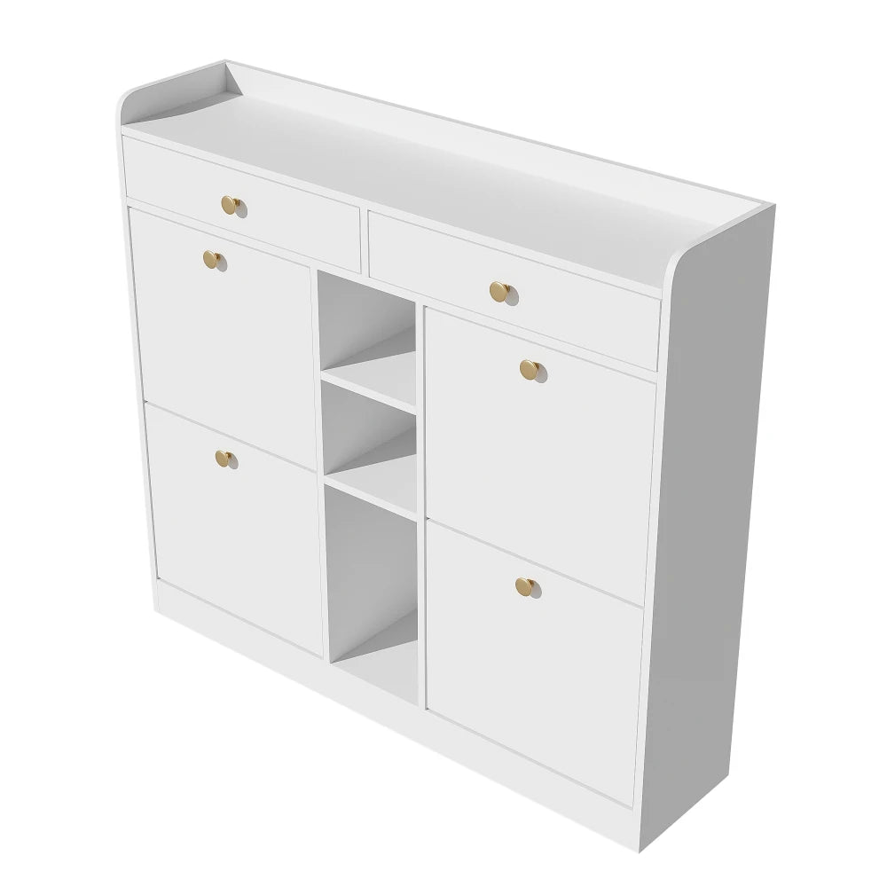 Meuble à chaussure blanc avec 4 portes pliantes -