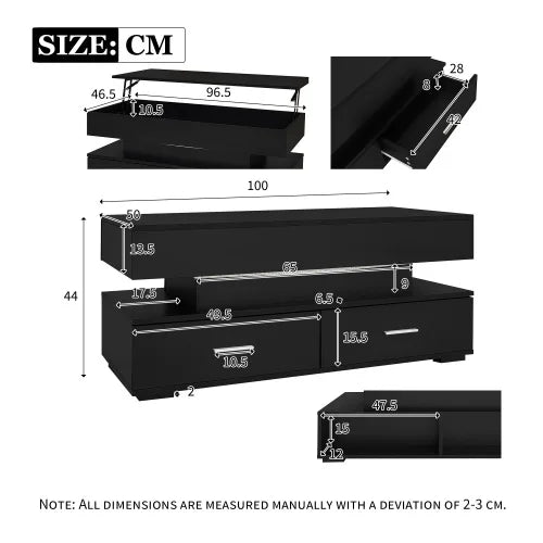 Table basse pour petit espace - 100 x 50 x 44 cm -