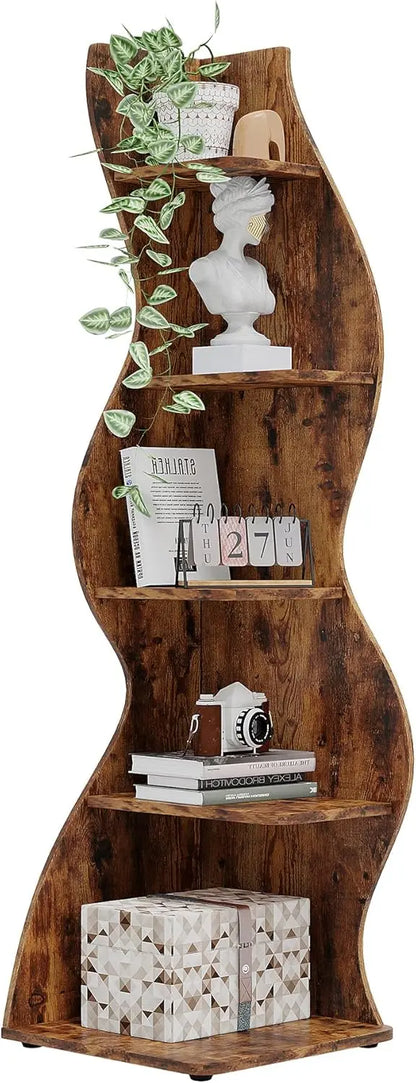 Étagère d'angle sur pieds blanche - Marron Étagère d'angle