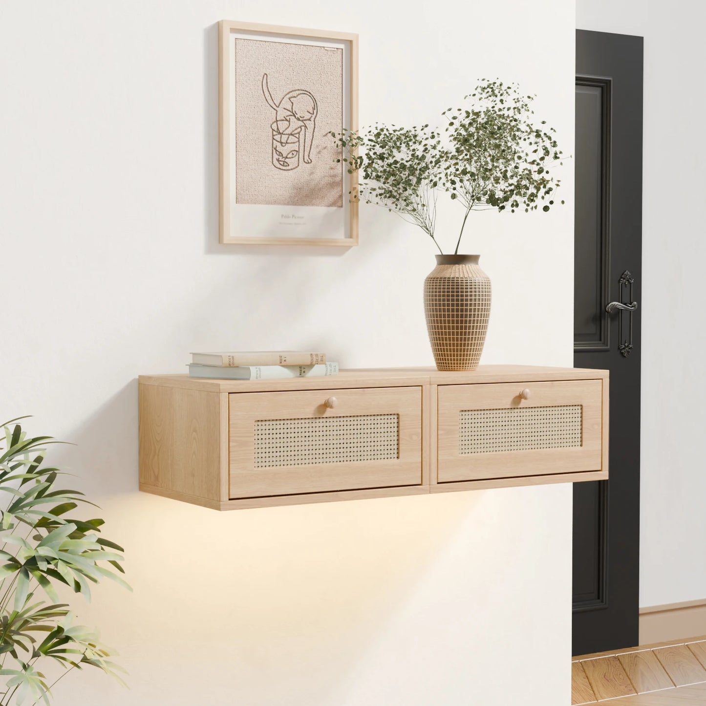 Table de nuit en bois moderne suspendue 1 pièce -