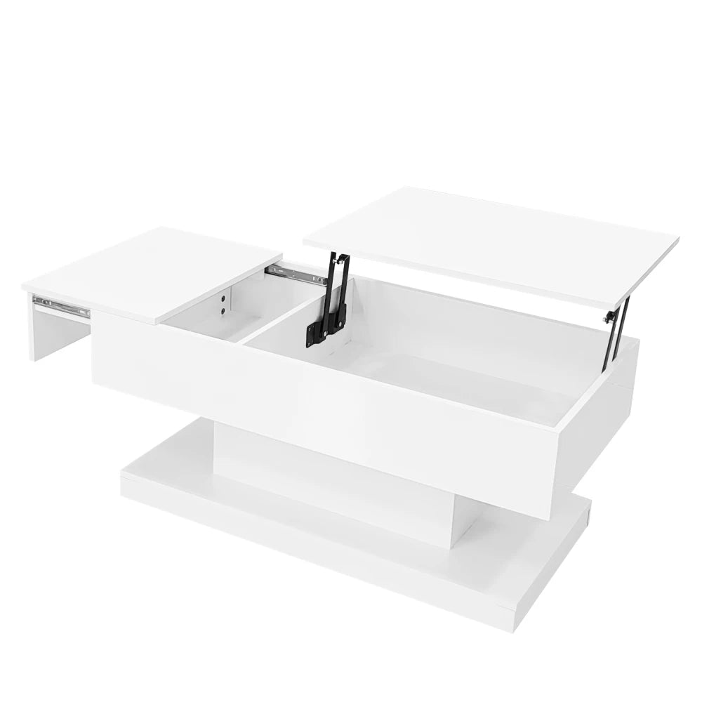 Table basse design blanc avec éclairage LED 100x50x45 Cm -