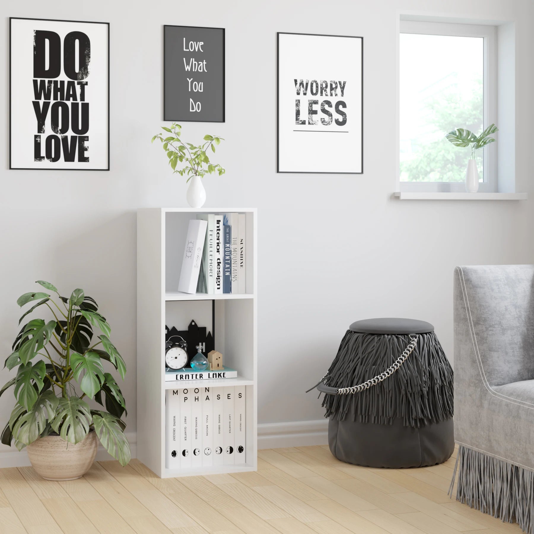 Étagère blanche 3 cube en bois 30x30x80cm -