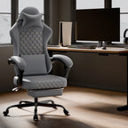 Chaise de bureau en cuir idéal pour gamer - Chaise de bureau Gris cuir