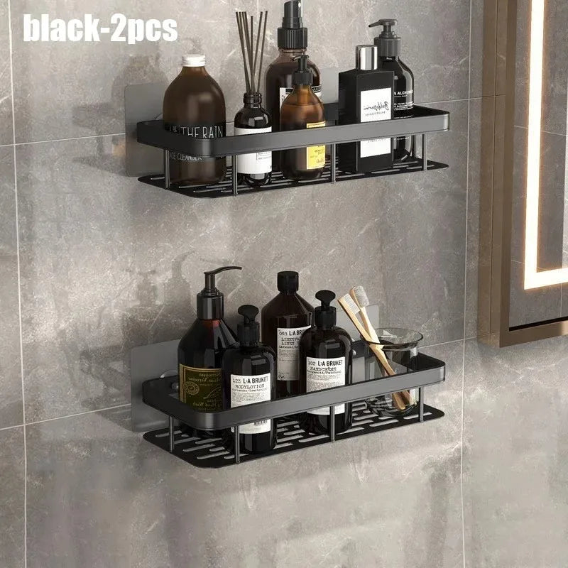 Étagère salle de bain pas cher pour shampoing - Noir-2pcs