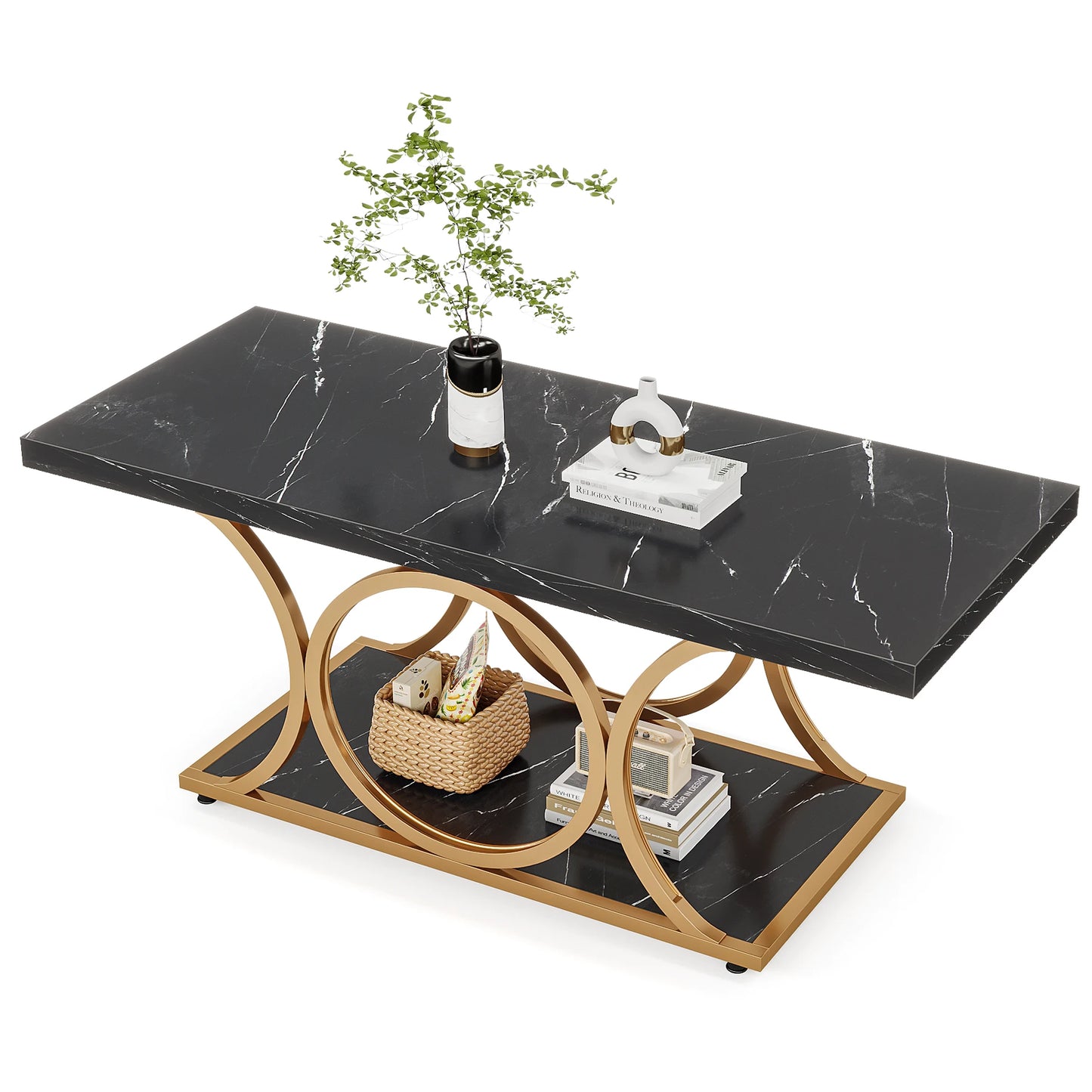 Table basse vintage en faux marbre -