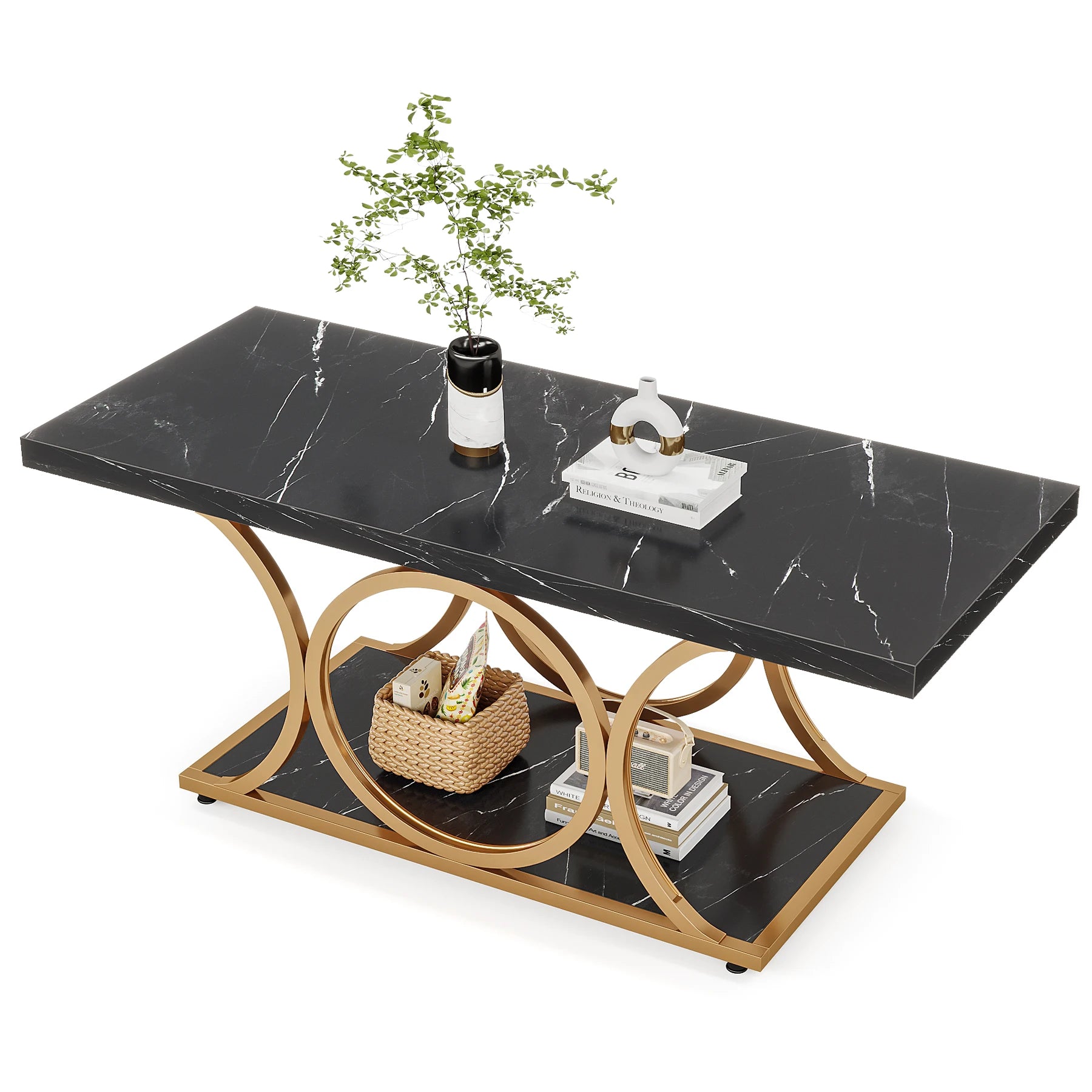 Table basse vintage en faux marbre -