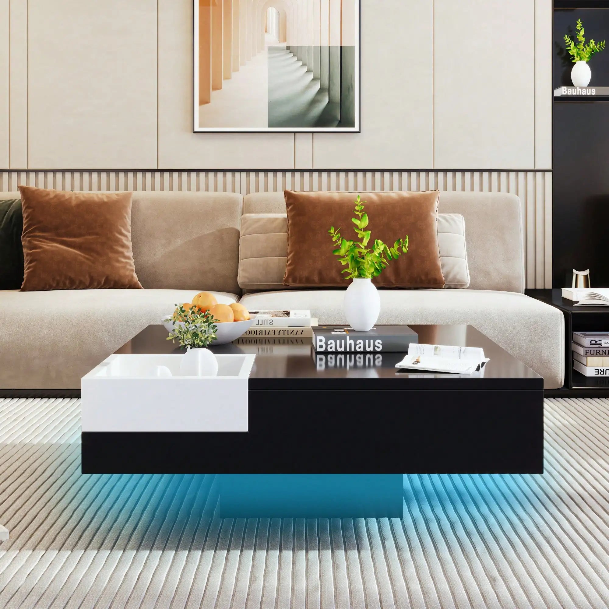 Grande table basse carrée noir -