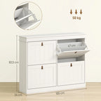 Meuble à chaussure avec 4 portes pliantes blanche - 105X24X82.5 cm -