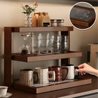 Étagère café retro d'angle en bois massif -