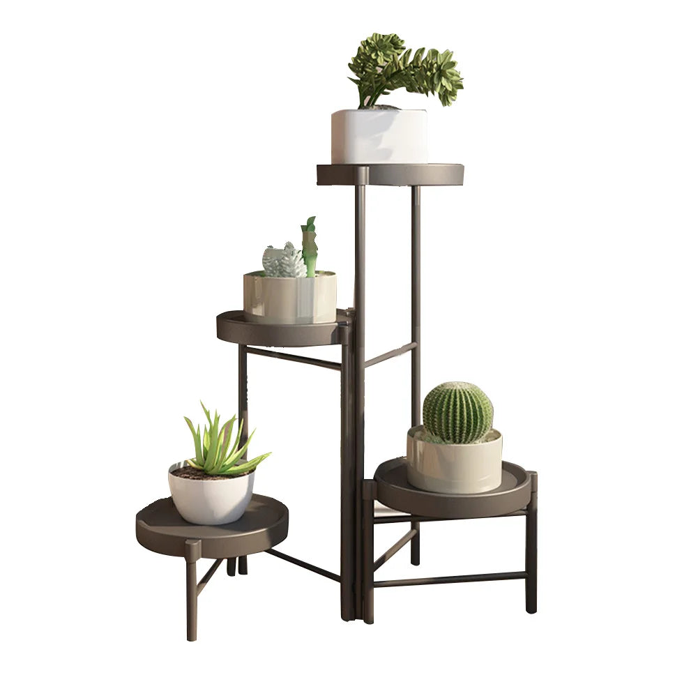 Étagère plante pour terrasse et balcon - B-noir 4 niveaux Étagère plante