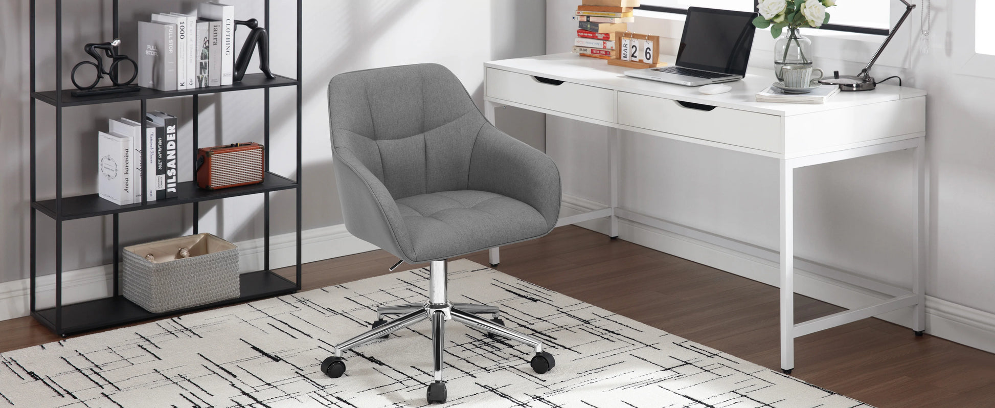 Chaise de bureau pivotante en velours -