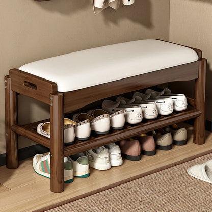 Meuble à chaussure en bois avec tabouret pour l'entrée de la maison -