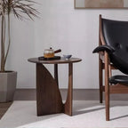 Table basse bois ronde à pied de design original -