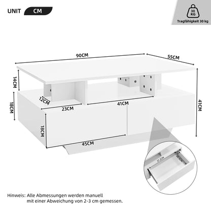 Table basse Multifonction à LED 90x55x41 Cm -