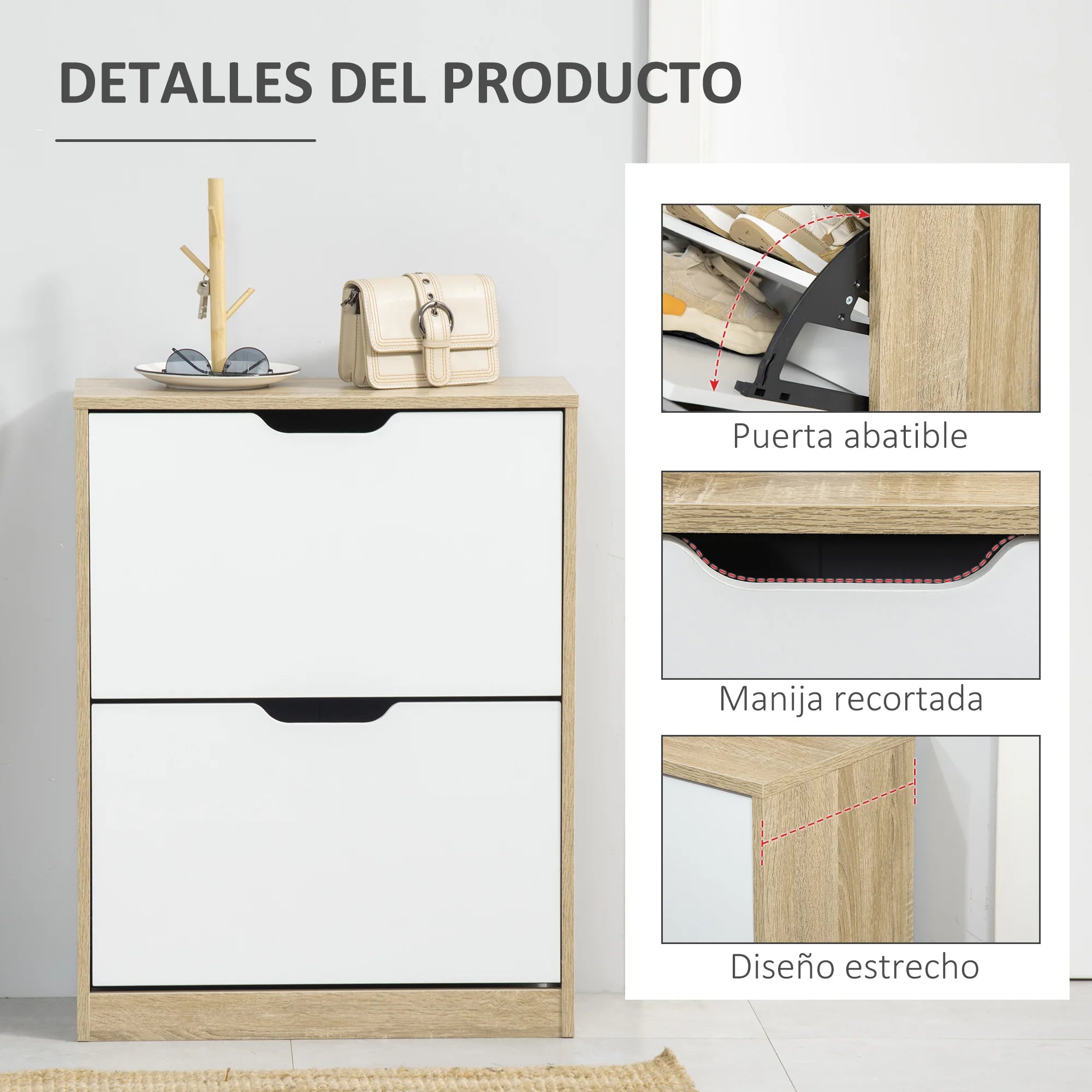 Meuble à chaussure en bois naturel 62.5X26X81 cm -