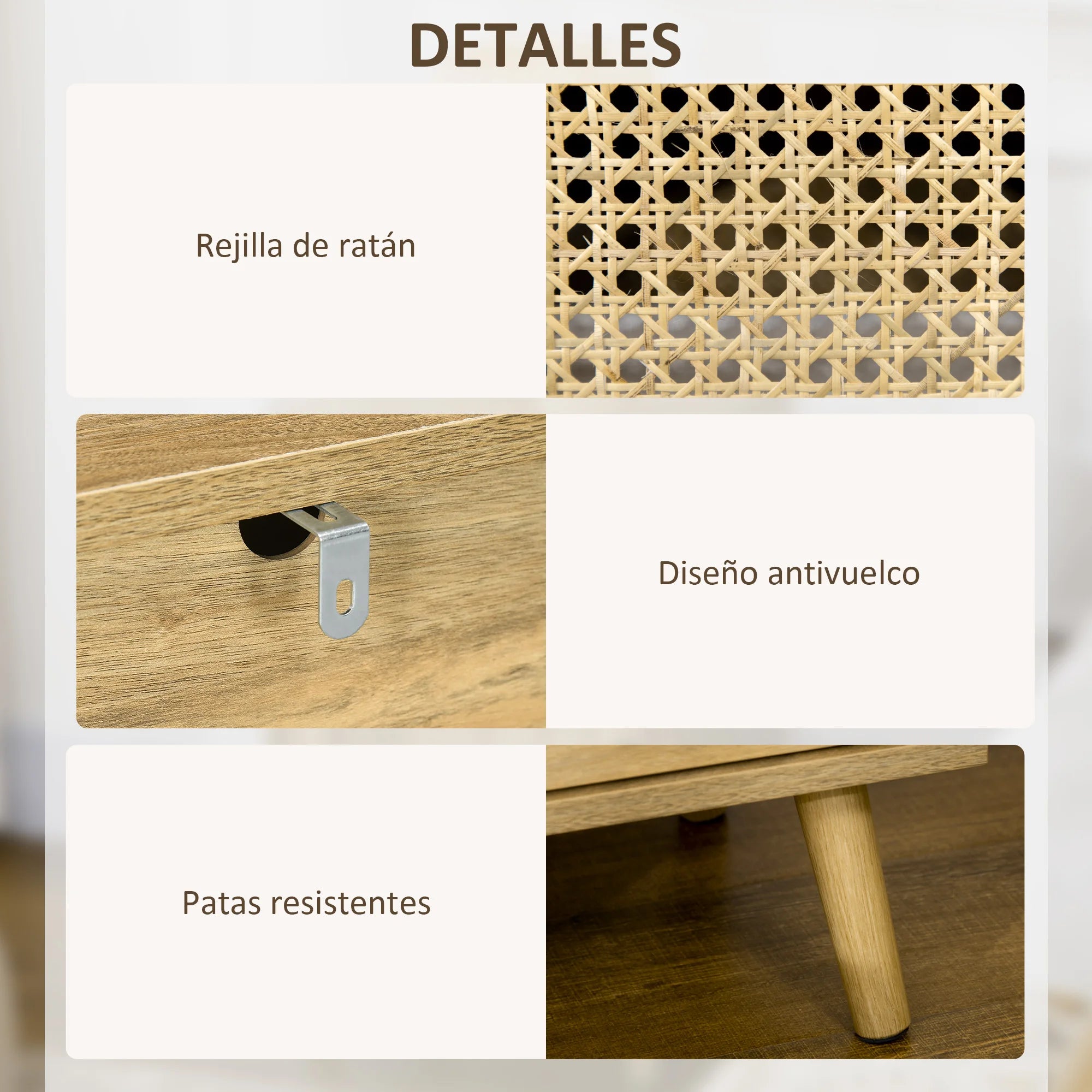 Table de nuit en rotin 2 pièces ensembles pour chambre 39X35X60 cm -