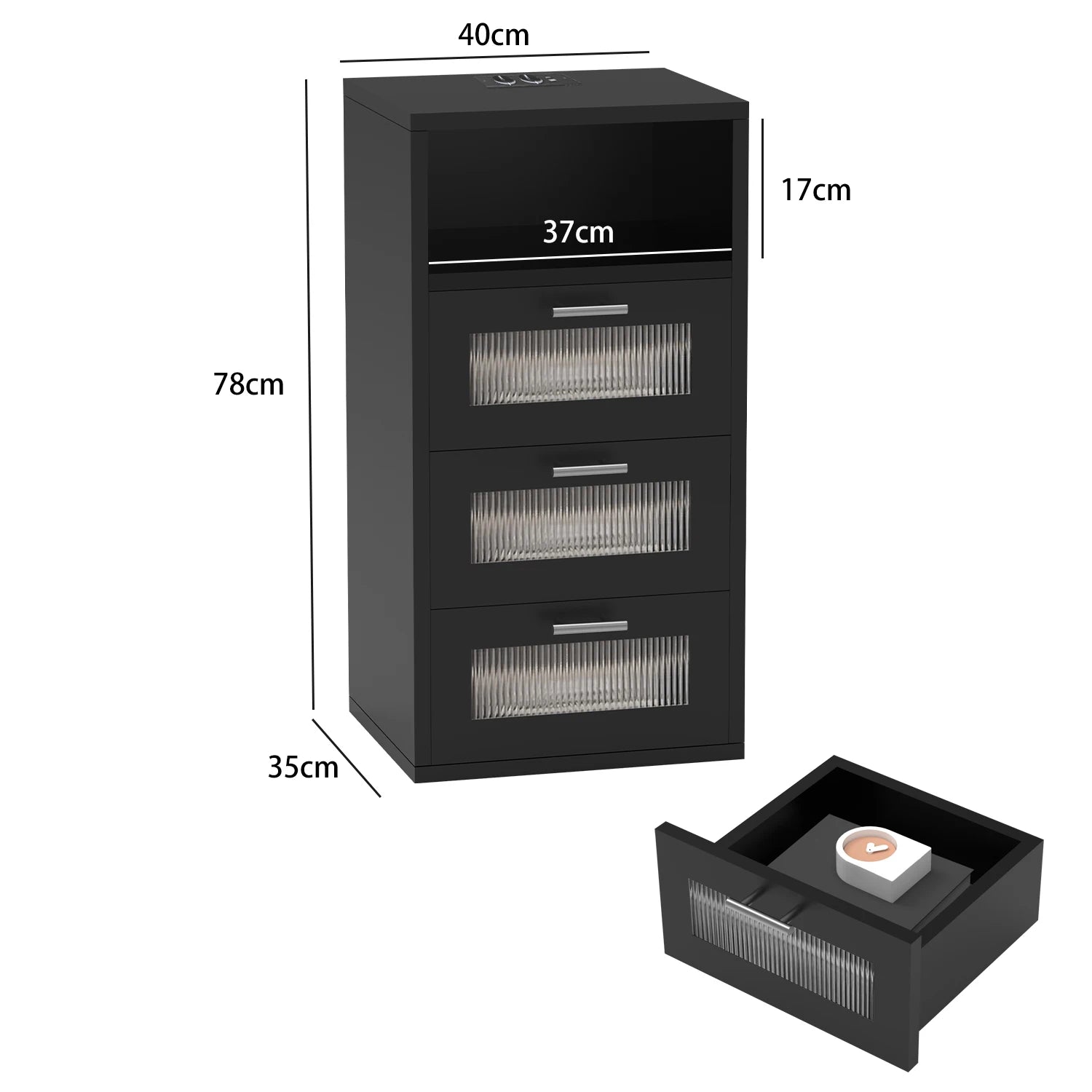 Table de chevet led avec station de recharge -
