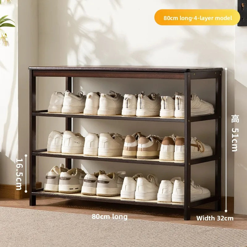 Meuble à chaussure bas d'entrée en bois massif - 4 étages-80cm