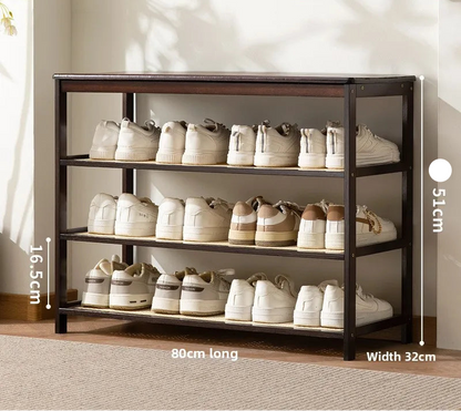 Meuble à chaussure bas d'entrée en bois massif - 4 étages-80cm