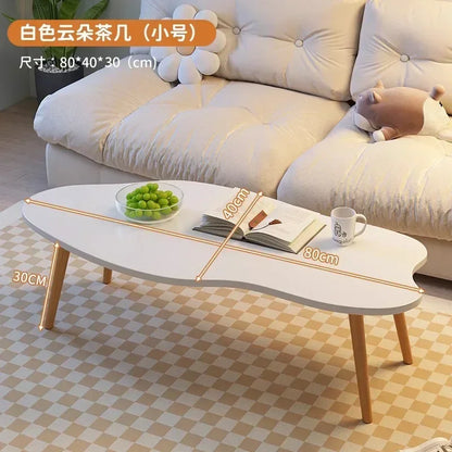 Table basse noyer nordique pour petit appartement - Blanc 80 x 40 x 30cm