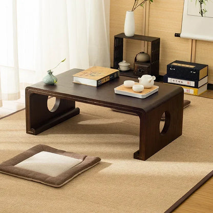 Table basse bois marron foncé antique japonais -