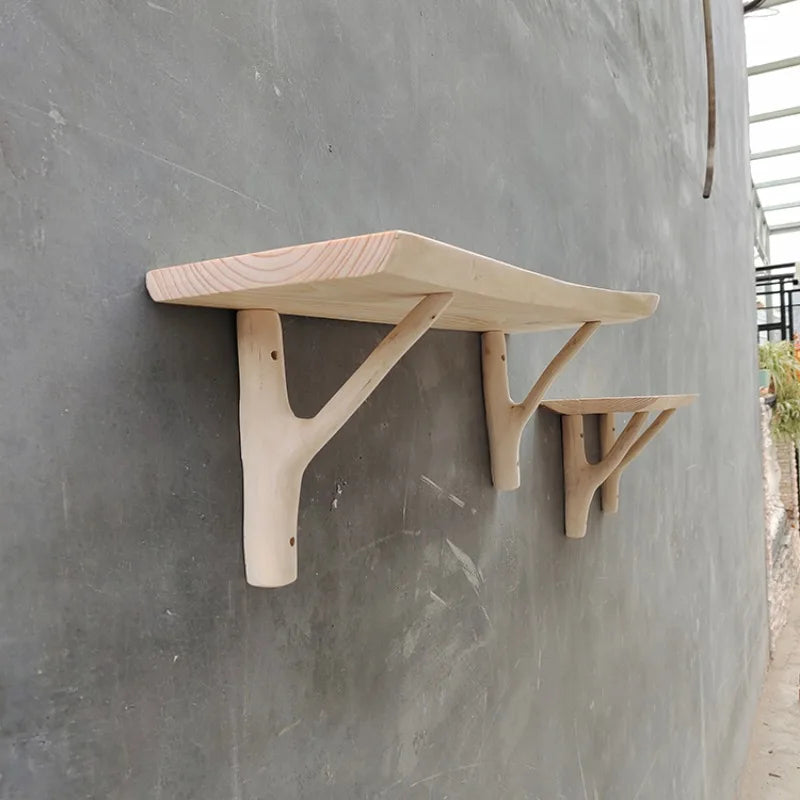 étagère murale à forme de planche et branche suspendue -