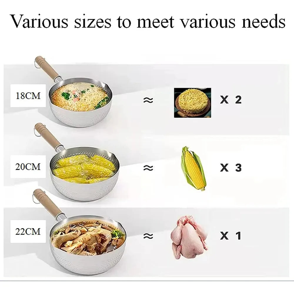 Casserole inox professionnel avec poignée en bois -