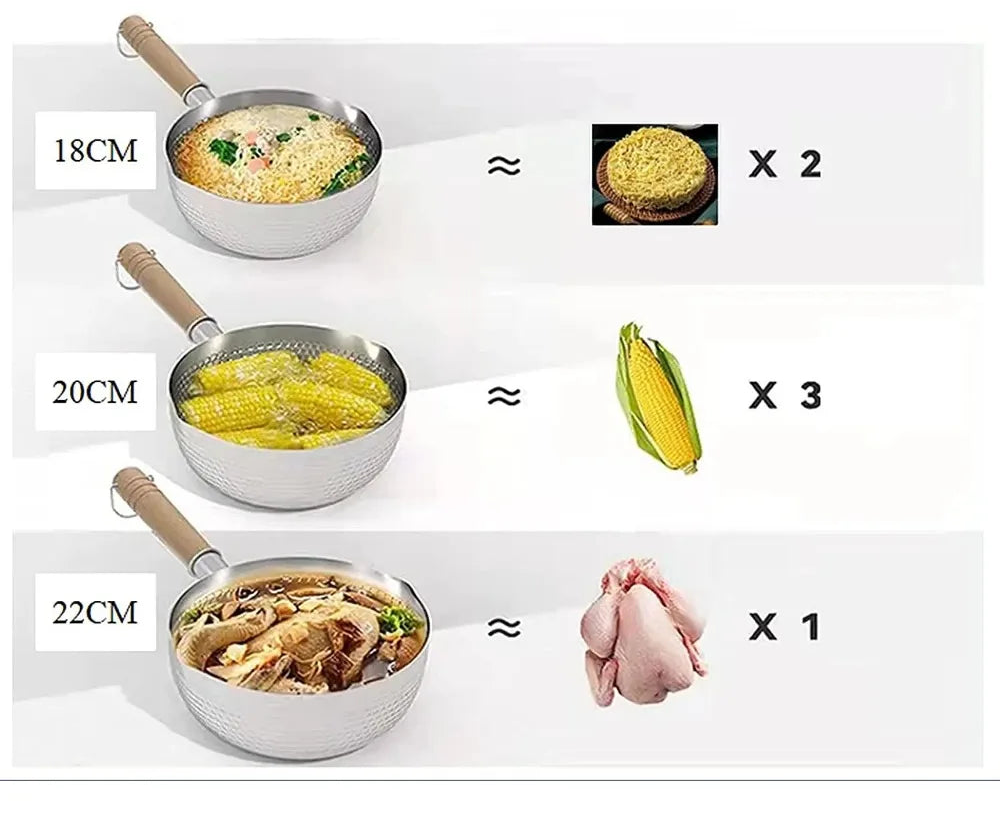 Casserole inox professionnel avec poignée en bois -