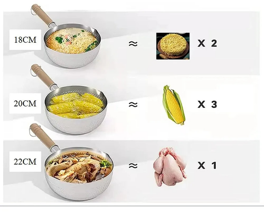Casserole inox professionnel avec poignée en bois