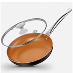 Poêle céramique en revêtement de cuivre avec couvercle - Poêle CM-C