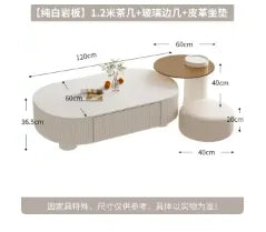 Table basse bois moderne apparence ovale - 120cm 60cm 3