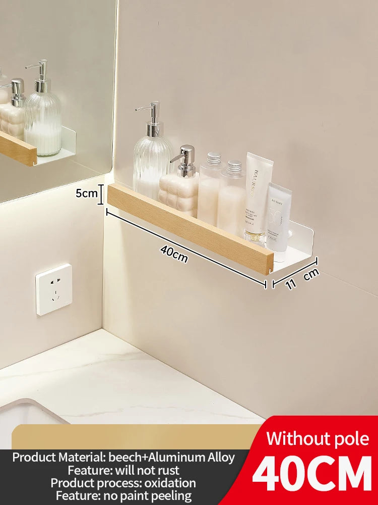 étagère murale salle de bain design moderne et tendance - Bois blanc 40cm