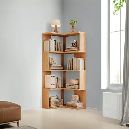 Étagère livre d'angle en bois massif moderne -