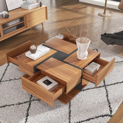 Table basse à 4 tiroirs premium 78*78*36cm -