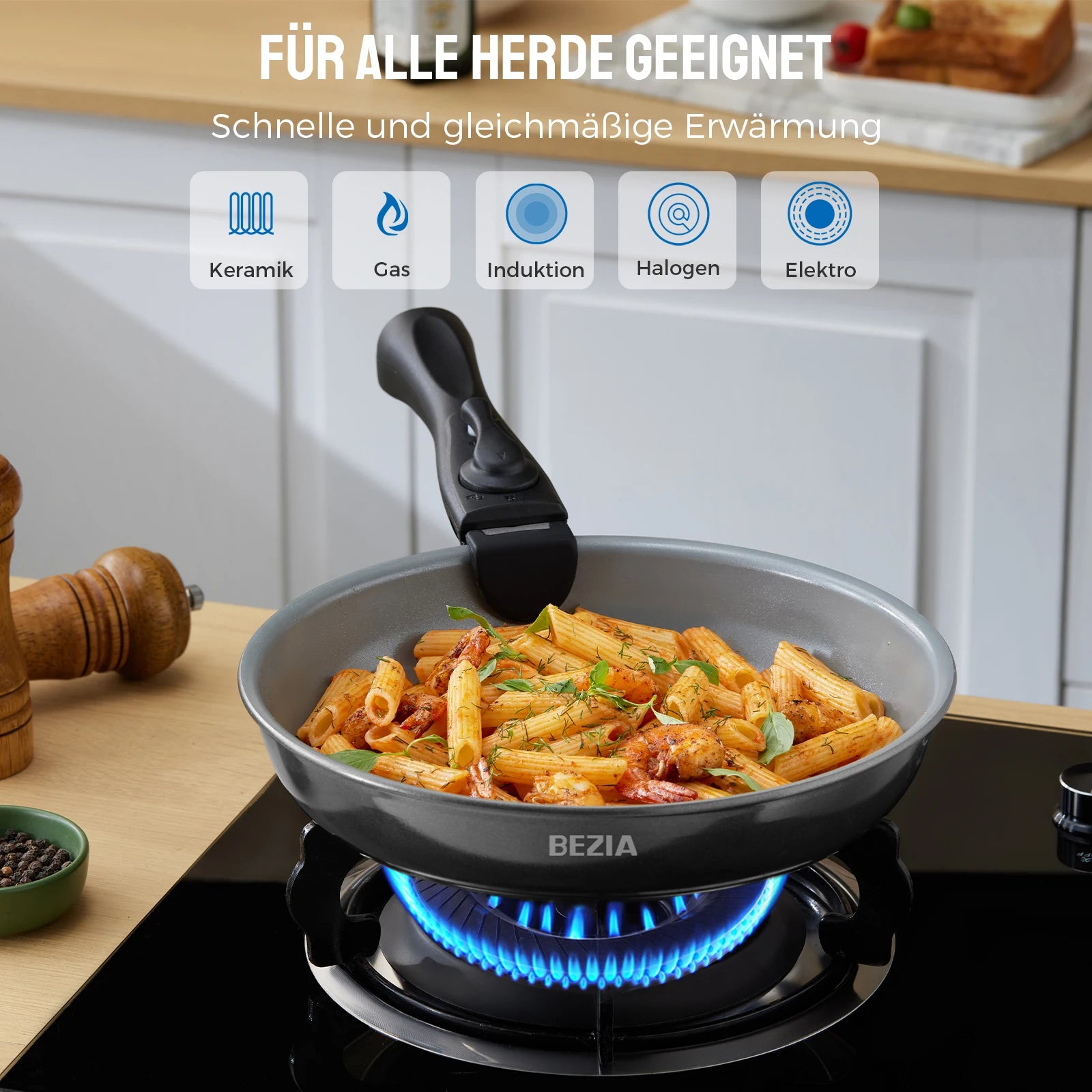 Poêle céramique - un ensemble à poignée amovible -