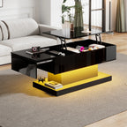 Table basse design blanc avec éclairage LED 100x50x45 Cm -