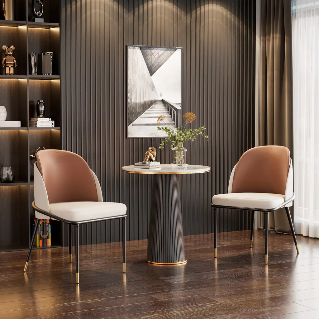 Chaise salle à manger cuir microfibre 2 pièces de luxe -