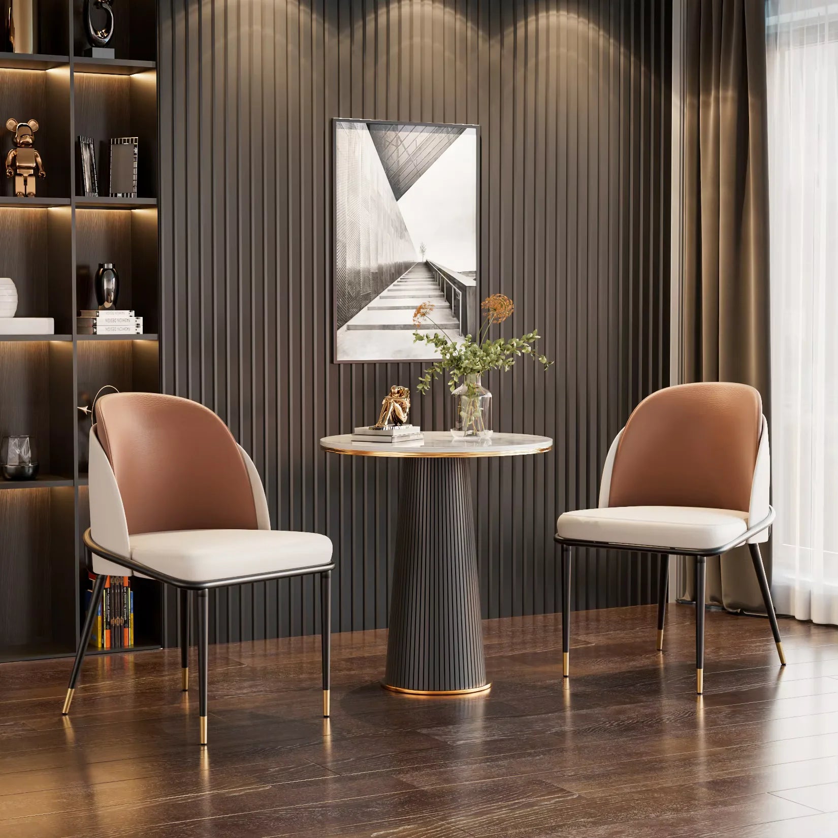 Chaise salle à manger cuir microfibre 2 pièces de luxe -