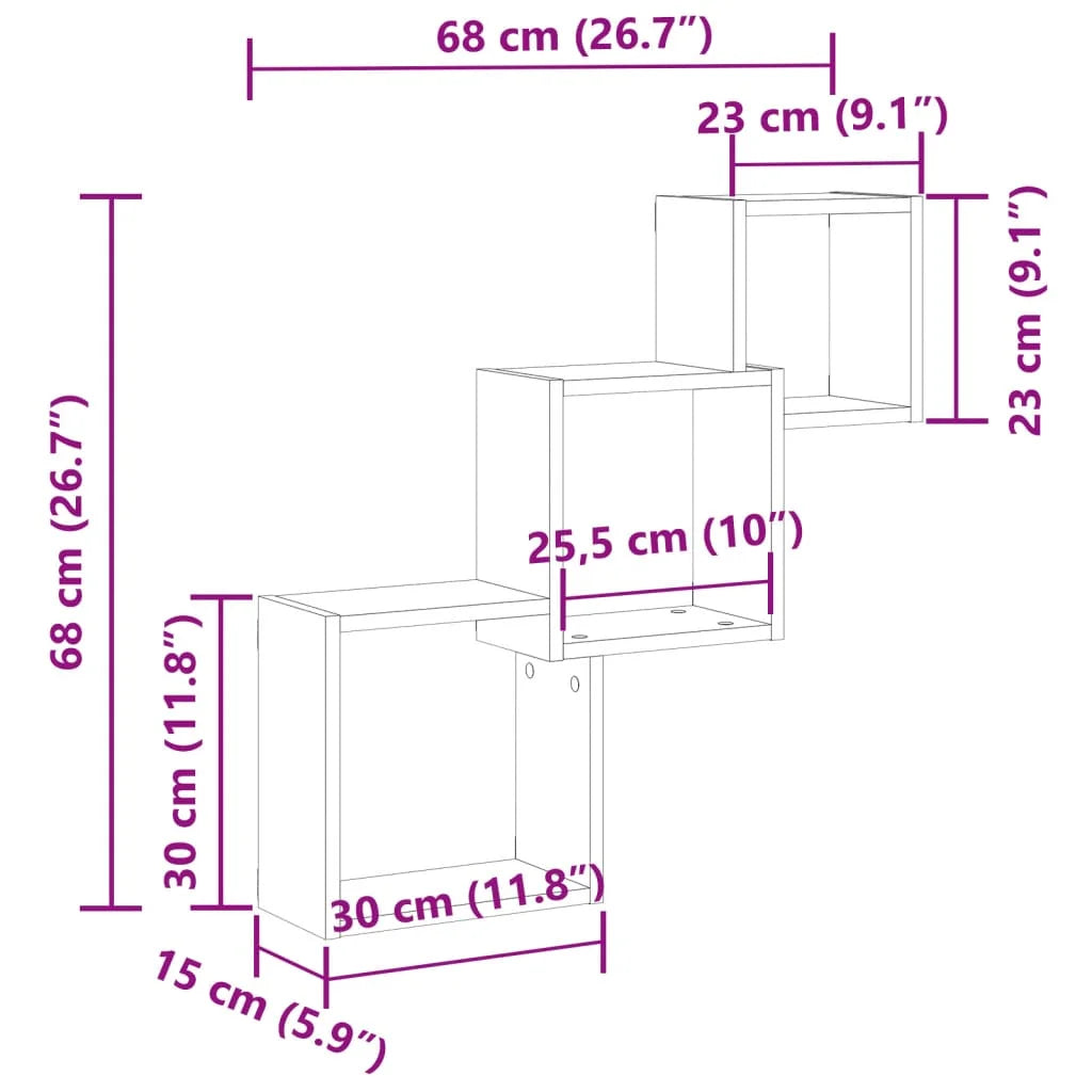 étagère murale cube à 3 niveaux -