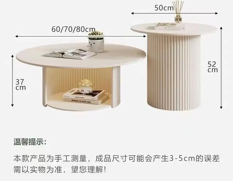 Table basse bois massif ronde de petite talle 2 ensembles -