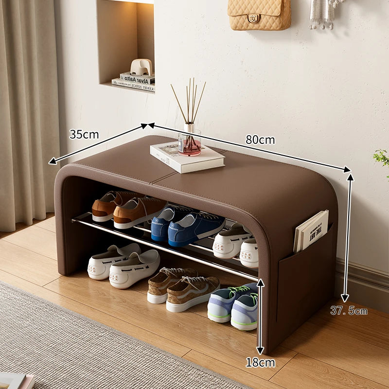 Meuble à chaussure banc de luxe - Marron 80
