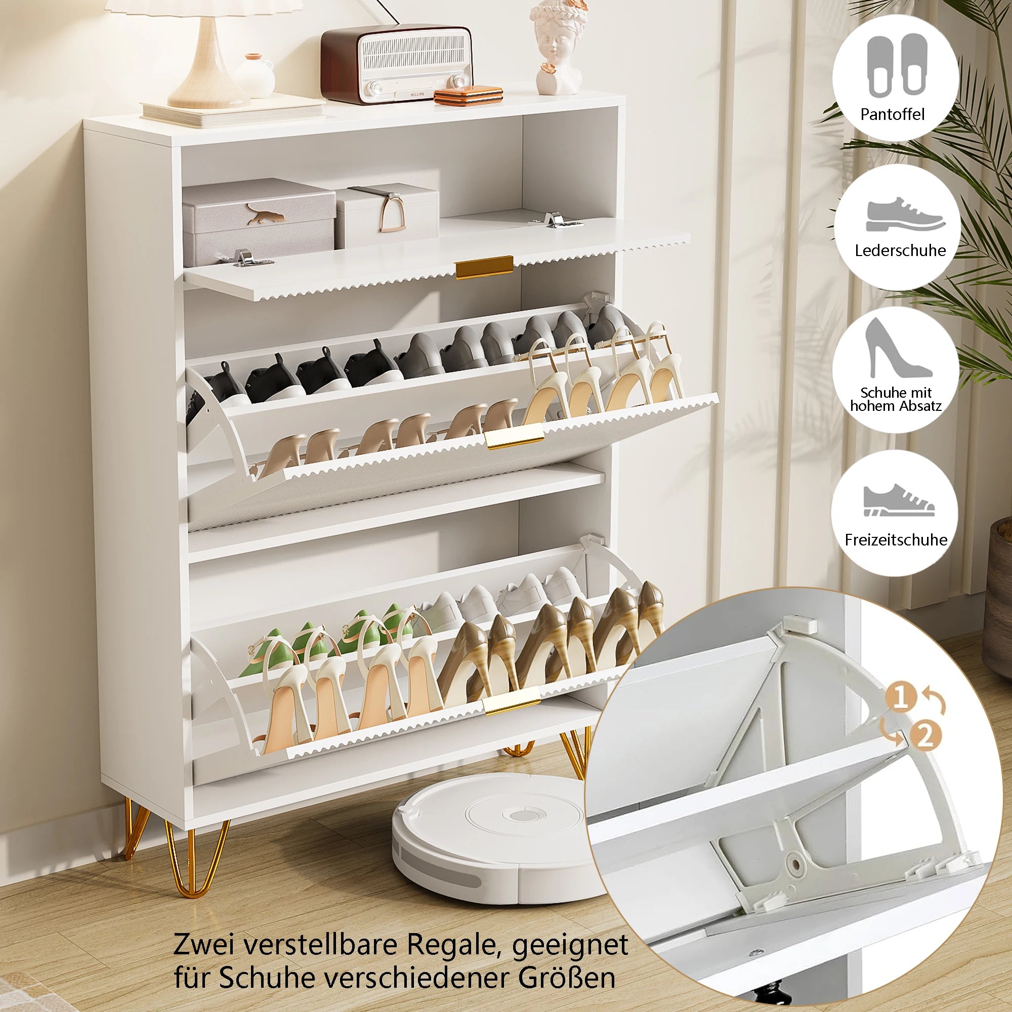 Meuble à chaussure dispositif anti basculement -