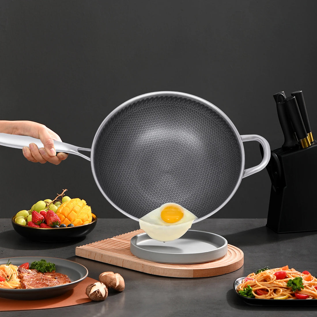 Poêle inox pas cher original -