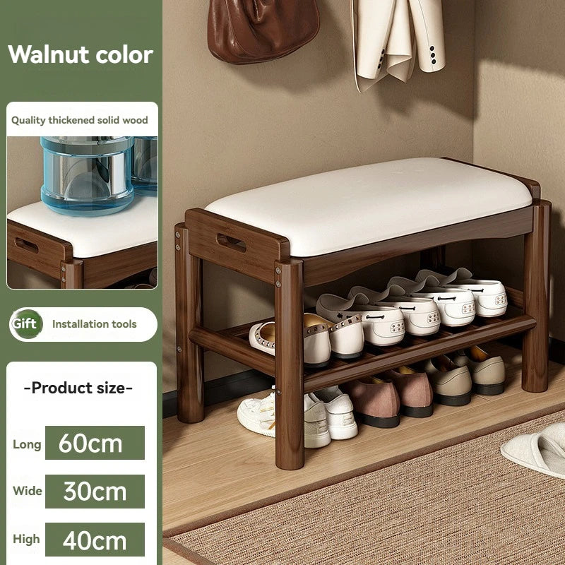 Meuble à chaussure en bois avec tabouret pour l'entrée de la maison - H - 60cm