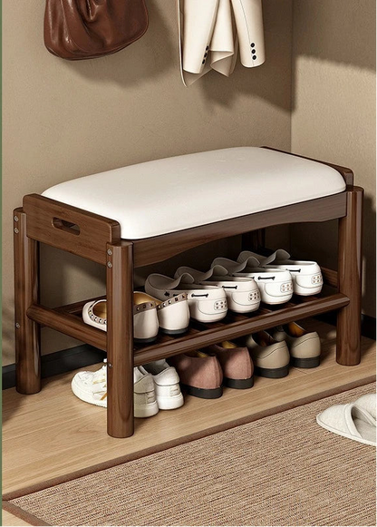 Meuble à chaussure en bois avec tabouret pour l'entrée de la maison - H - 60cm